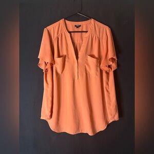 Torrid Orange Blouse with Ruffle Sleeves